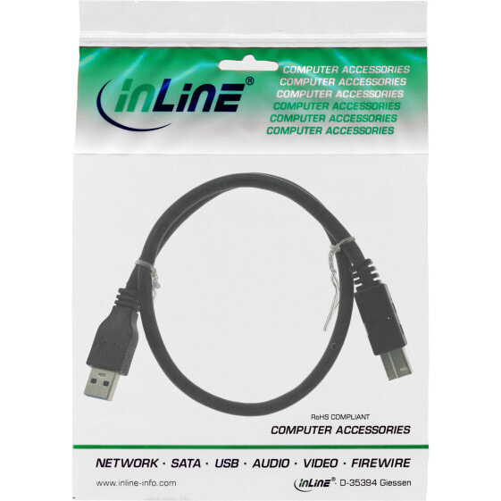 InLine USB 3.2 Gen.1 Cable Type A male / Type B male - black - 5m