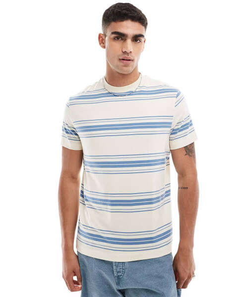 ASOS DESIGN standard t-shirt in blue & beige stripe