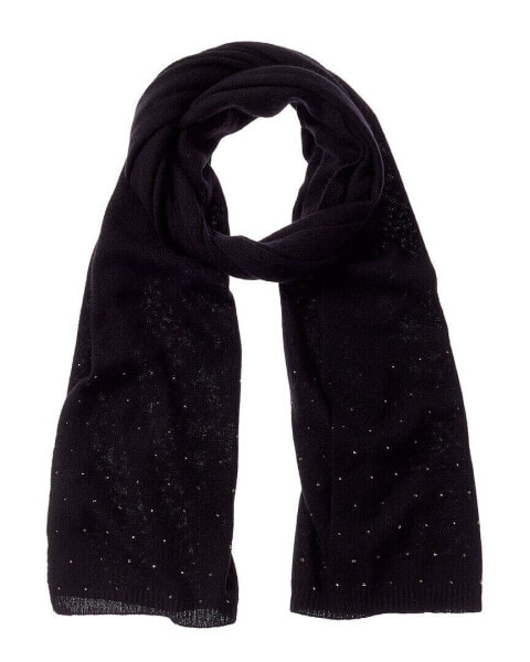 Forte Cashmere Rhinestone Border Cashmere Scarf Women's Black