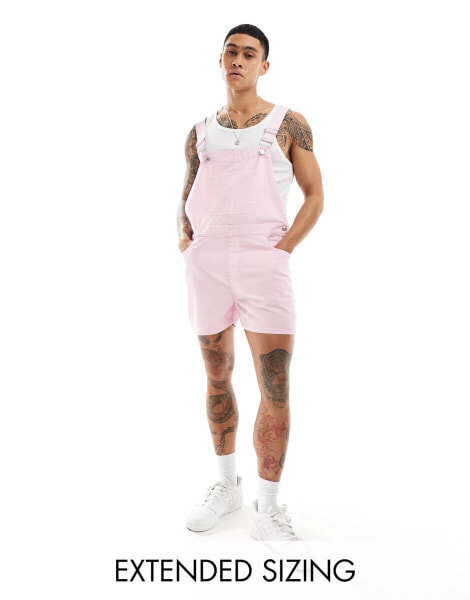 ASOS DESIGN shorter length dungaree in link pink