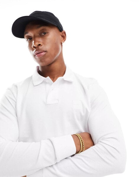 BOSS Orange Passerby long sleeve polo in white