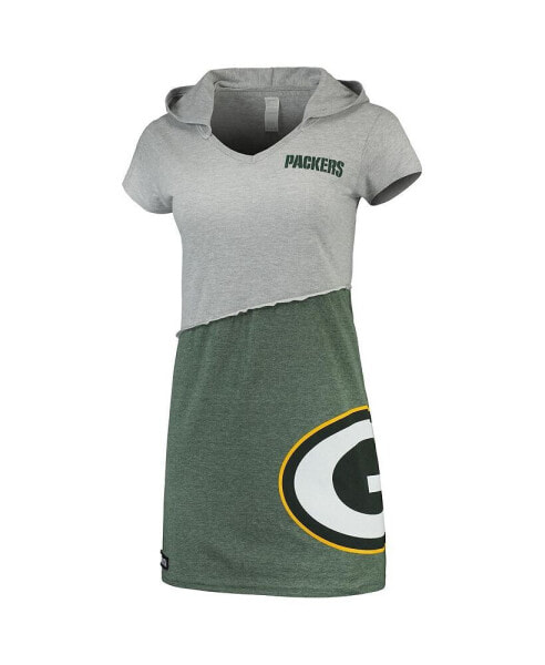 Women's Gray and Green Green Bay Packers Hooded Mini Dress