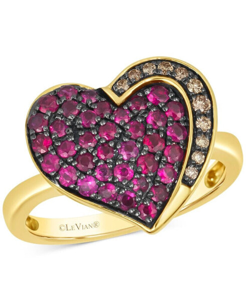 GODIVA x Le Vian® Passion Ruby (3/4 ct. t.w.) & Chocolate Diamond (1/10 ct. t.w.) Heart Ring in 14k Gold