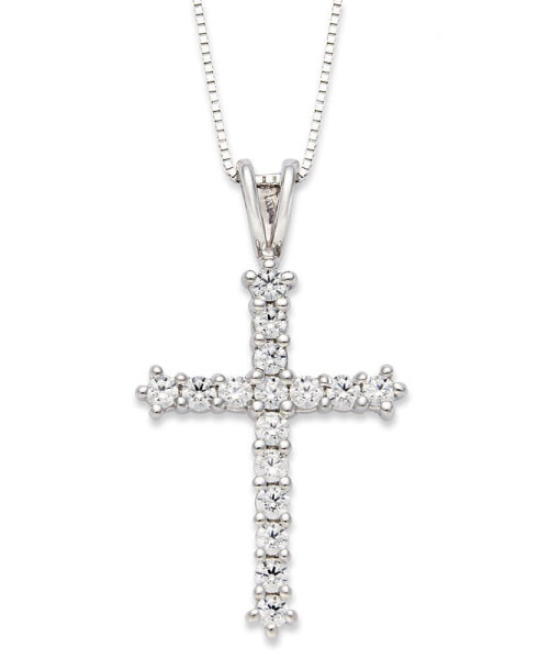 Macy's diamond Cross Pendant Necklace in 14k White Gold (1/2 ct. t.w.)