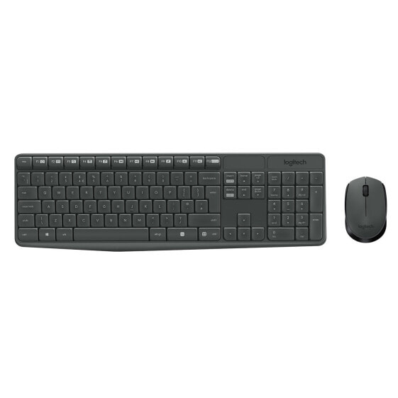 Logitech MK235 Wireless Keyboard and Mouse Combo - Full-size (100%) - Wireless - USB - AZERTY - Grey - Mouse included
