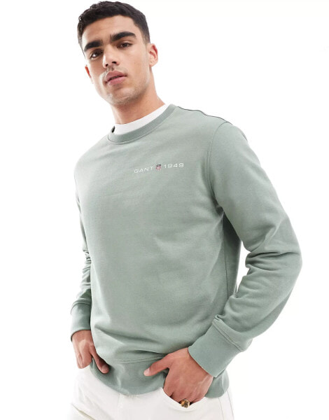 GANT shield logo print sweatshirt in mid green