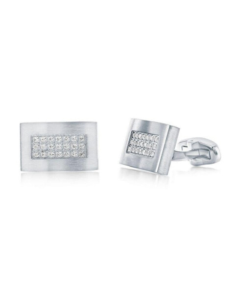 Stainless Steel, Rectangle CZ Cuff Links