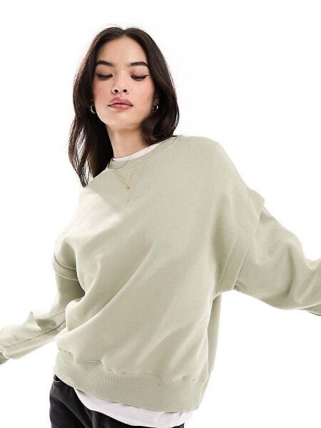 Bershka oversized sweatshirt in light green