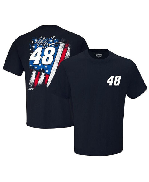 Men's Navy Alex Bowman Exclusive Tonal Flag T-shirt