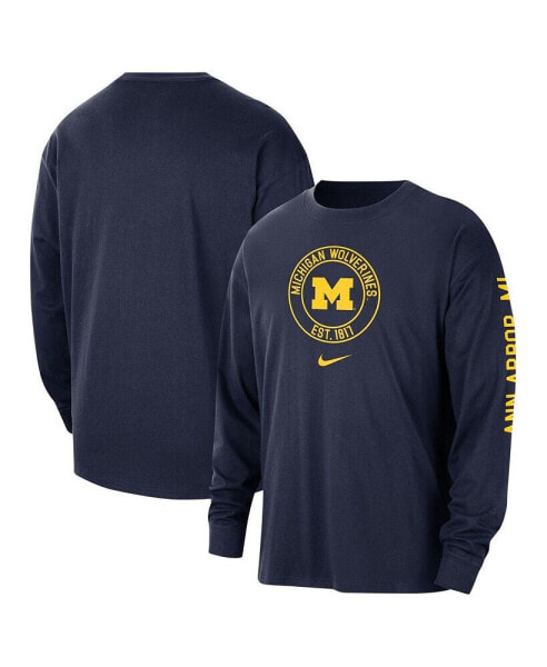 Men's Navy Michigan Wolverines Heritage Max90 Long Sleeve T-shirt