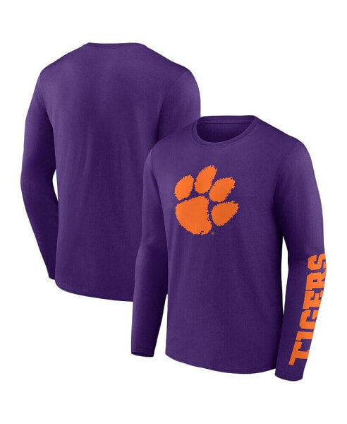 Men's Purple Clemson Tigers Double Time 2-Hit Long Sleeve T-shirt