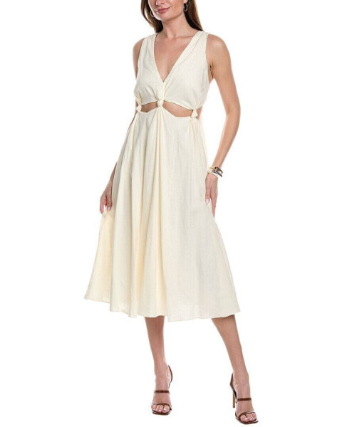 Farm Rio Cutout Waist Linen-Blend Mini Dress Women's White Xs