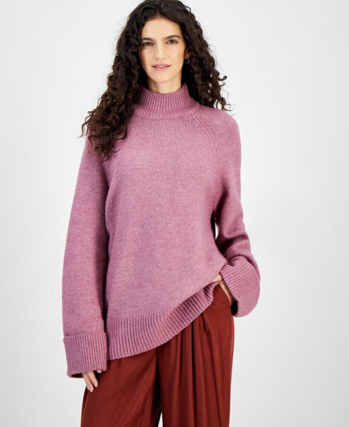 Women's Ribbed-Trim Mockneck Sweater, Created for Macy's