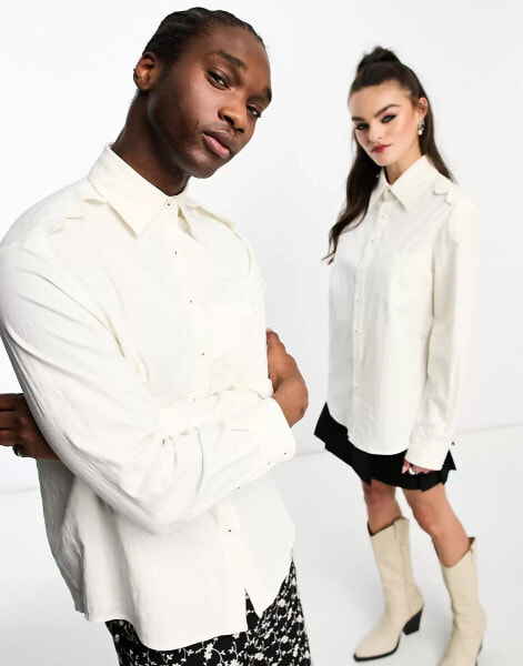 Sister Jane Unisex scalloped detail shirt in ivory