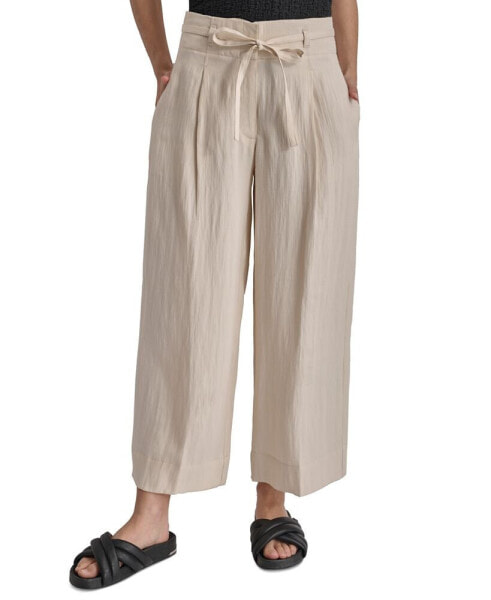 Women's High Rise Tie-Waist Wide Leg Pants