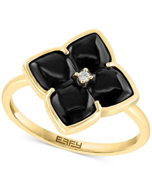 EFFY® Onyx & Diamond Accent Flower Ring in 14k Gold