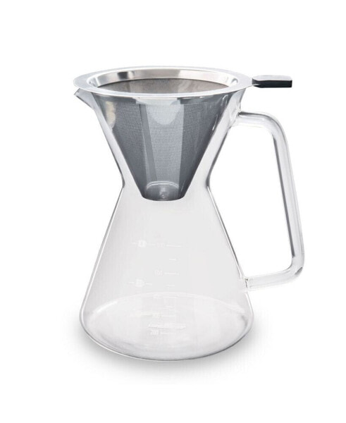 Glass Pour Over Carafe with Filter, 600ml