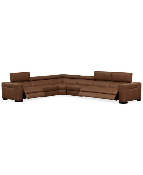 Rinan 158" 6-Pc. Leather Sectional with 3 Power Recliners, Created for Macy's