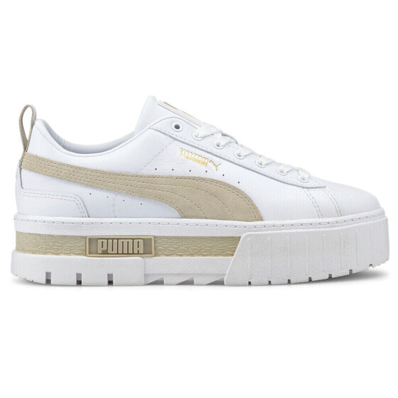 Puma Mayze Leather Platform Womens White Sneakers Casual Shoes 38198302