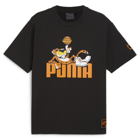 Puma Hoops Crew Neck Short Sleeve T-Shirt Ii X Cheetos Mens Black Casual Tops 62