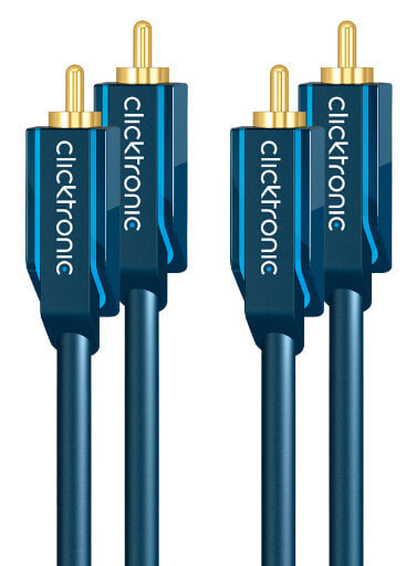 ClickTronic 10m Stereo Audio - Male - 2 x RCA - Male - 10 m - Blue