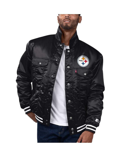 Levi’s x Starter Men's Black Pittsburgh Steelers Silver Tab Trucker Full-Snap Jacket