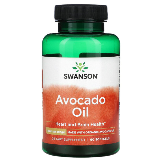 Витамины для улучшения памяти Swanson Масло авокадо, 1 г, 60 капсул