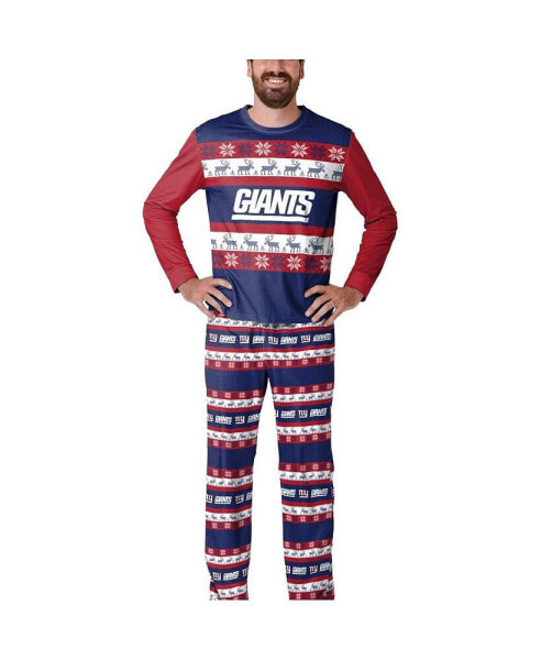 Men's Navy New York Giants Team Ugly Pajama Set