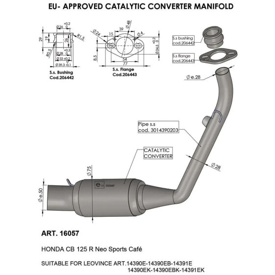 LEOVINCE Honda CB 125 R 21-22 Ref:16057 Catalytic Converter