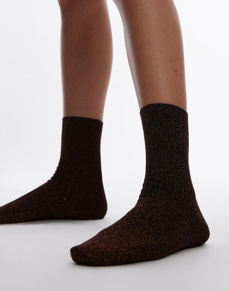 & Other Stories stretch glitter socks in brown