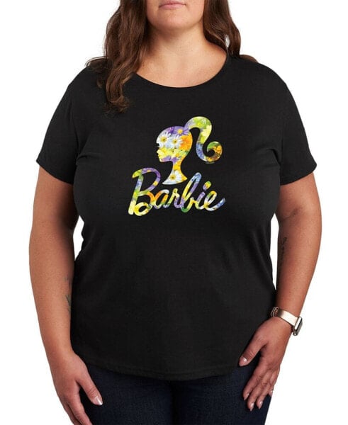 Trendy Plus Size Barbie Flowers Graphic Short Sleeve T-shirt