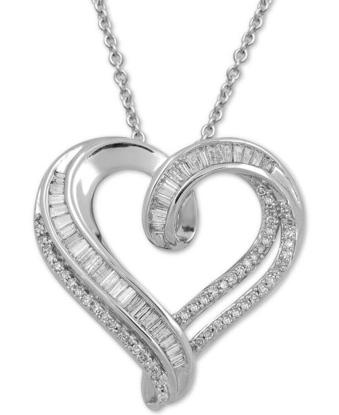 Macy's diamond Heart Adjustable Pendant Necklace (1/2 ct. t.w.) in Sterling Silver