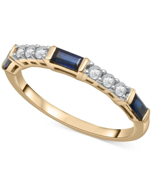 Lab-Grown Blue Sapphire (3/8 ct. t.w.) & Lab-Grown White Sapphire (1/5 ct. t.w.) Stack Ring in 14k Gold-Plated Sterling Silver