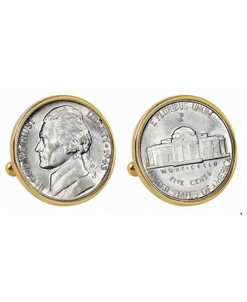 Запонки American Coin Treasures серебряные джентльмены с никелем времен войны