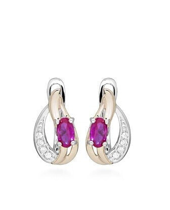 Charming bicolor earrings with rubies and zircons SVLE0642SH8R100