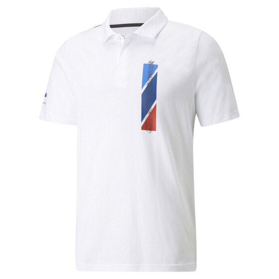 Puma Bmw Mms Graphic Short Sleeve Polo Shirt Mens White Casual 53119202