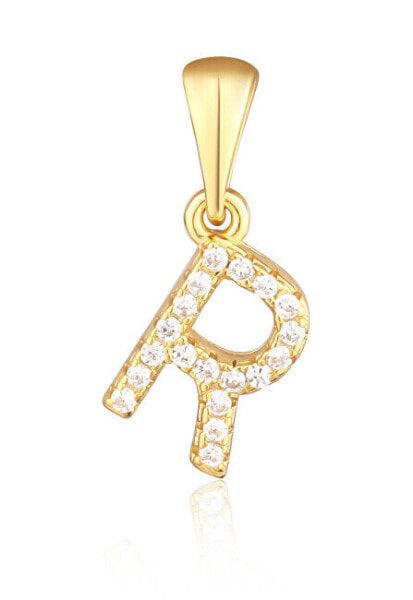 Gold-plated pendant with zircons letter "R" SVLP0948XH2BIGR