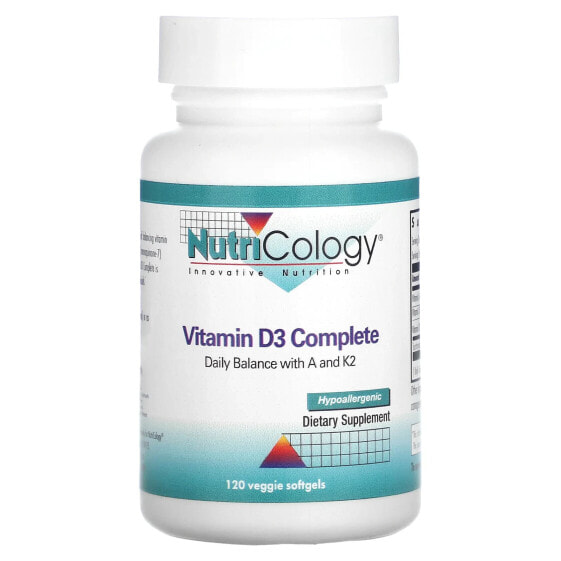 Витамин D3 Nutricology Complete, 120 веганских мягких капсул