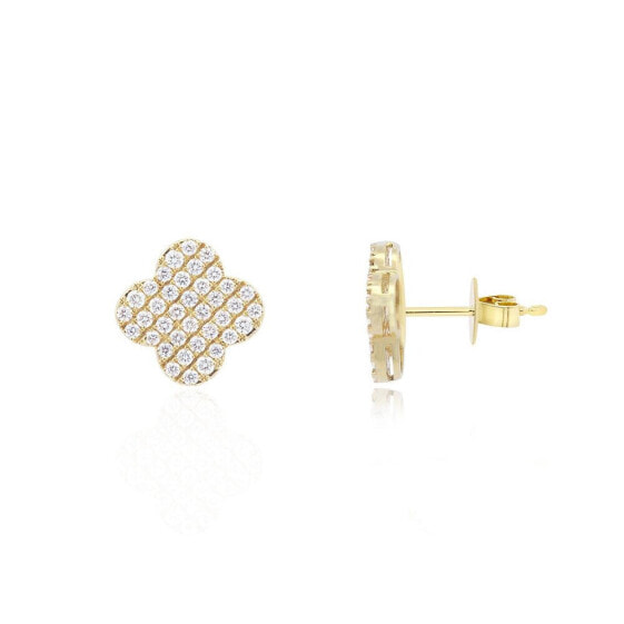 Diamond Clover Stud Earrings