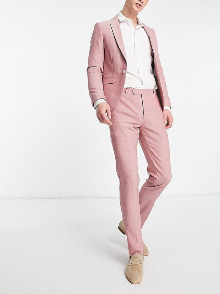 Twisted Tailor schaar suit trousers in pink cotton texture