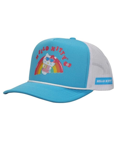 Men's Hello Kitty Rainbow Pool Float Light Blue Foam Trucker Hat