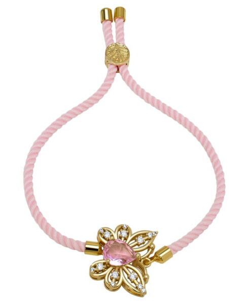 Pink Cubic Zirconia Butterfly Pink Adjustable Bracelet