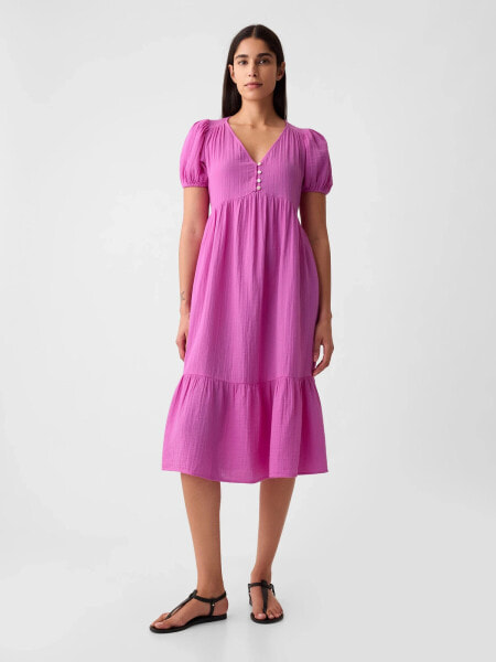 Crinkle Gauze Midi Dress