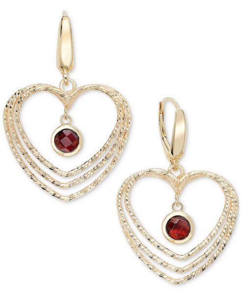 Citrine Orbital Triple Heart Drop Earrings (1-5/8 ct. t.w.) in 14k Gold-Plated Sterling Silver (Also in Garnet)