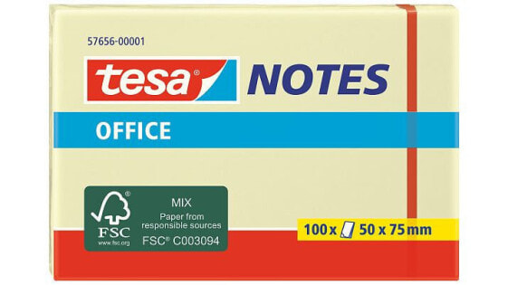 Бумага для заметок Tesa 57656 прямоугольная жёлтая 50 мм x 75 мм 100 листов