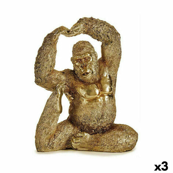 Декоративная фигура Yoga Горилла Золотая 14 x 30 x 25,5 cm (3 штуки) Gift Decor
