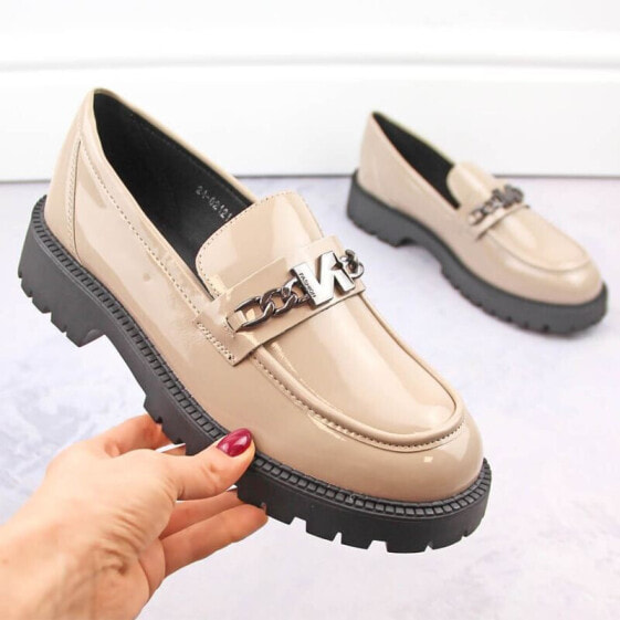 Vinceza W JAN269 beige patent moccasins