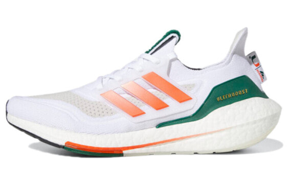 Кроссовки беговые Adidas Ultraboost 21 "Miami" Бело-зелено-оранжевые