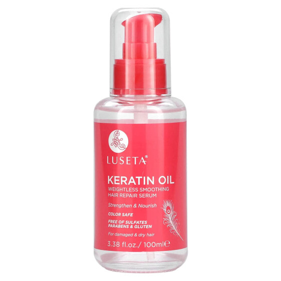 Keratin Oil, Weightless Smoothing Hair Repair Serum, 3.38 fl oz (100 ml)