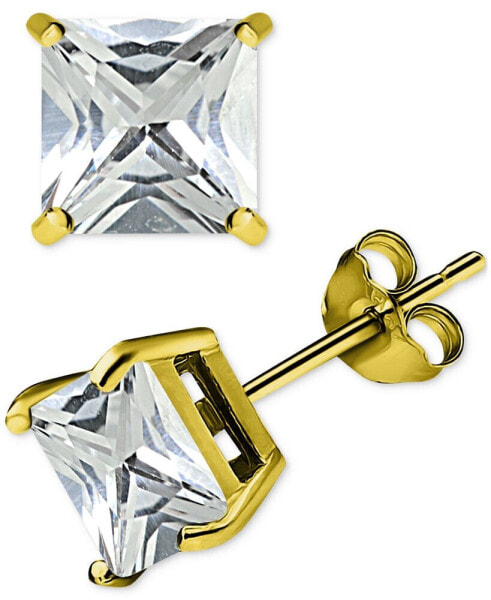 Cubic Zirconia Square Solitaire Stud Earrings, Created for Macy's